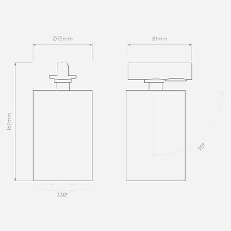 Can 75 Track 2700K (1396055) in Matt Black - Technical Drawing