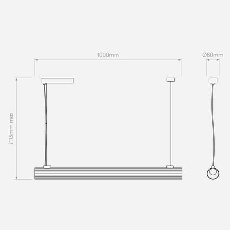 io Pendant 1000 2700K (1409078) in Polished Chrome - Technical Drawing