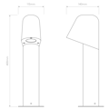 Mast Bollard 400 (1317023) in Textured Black - Technical Drawing Thumbnail