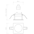 Pinhole Slimline Square Fixed Fire-Rated IP65 (1434002) in Matt White - Technical Drawing Thumbnail