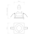 Pinhole Slimline Square Adjustable Fire-Rated (1434004) in Blanc Mat - Technical Drawing Thumbnail