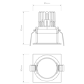 Pinhole Pro Square Fixed IP65 (4001742) in Blanc Mat - Technical Drawing Thumbnail