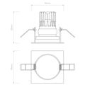 Pinhole Pro Square Adjustable (4001986) in Matt White - Technical Drawing Thumbnail