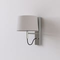 Telegraph Wall (1404011) en Nickel Mat avec Tapered Round 250 (5035003) en Tissu Blanc - Thumbnail