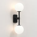 Tacoma Twin (1429005) in Matt Black with Tacoma Ribbed Glass (5036004) in White (Opal) - Thumbnail