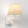Beaumont Reader (1480021) in Matt White with French Drum 220 Shade (2 Pack) (5047001) in Putty Fabric - Thumbnail