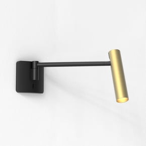 Leda Swing Arm (1457004) in Mattschwarz with Leda Round Shade (5040005) in Mattgold