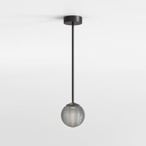 Nara Pendant (1464003) in Nero Opaco with Nara Globe Ribbed Glass (5039002) in Grigio Fumo