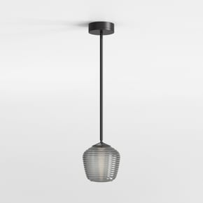Nara Pendant (1464003) in Nero Opaco with Nara Taper Ribbed Glass (5039004) in Grigio Fumo