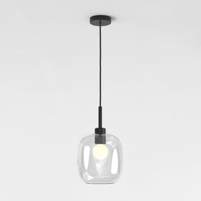 Pendant Suspension Kit 4 (1184020) in Nero Opaco with Curve Glass 220 (5041003) in Vetro Trasparente
