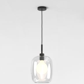 Pendant Suspension Kit 4 (1184020) in Nero Opaco with Curve Glass 285 (5041004) in Vetro Trasparente