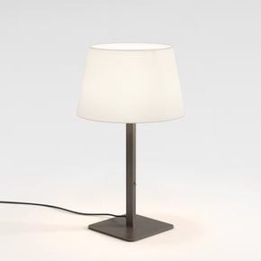 Beaumont Table (1480002) in Bronze with French Drum 330 Shade (2 Pack) (5047004) in White Fabric