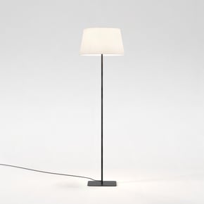 Beaumont Floor (1480008) in Mattschwarz with French Drum 440 Shade (2 Pack) (5047006) in Weißer Stoff