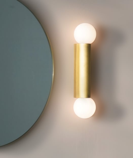 Astro's Ortona Twin Bathroom Wall Light - Matt Brushed Brass