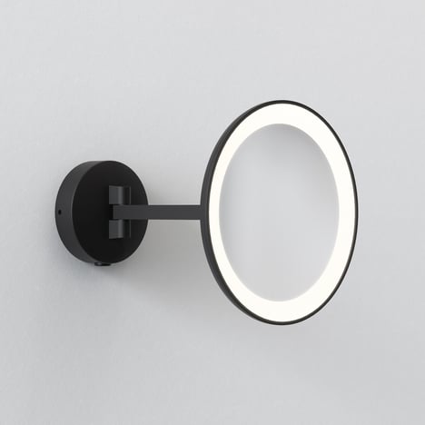 Mascali Round LED Mirror, Matt Black | Astro