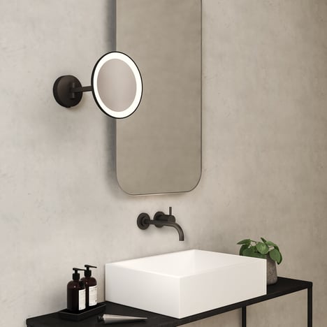 Mascali Round LED Mirror, Matt Black | Astro