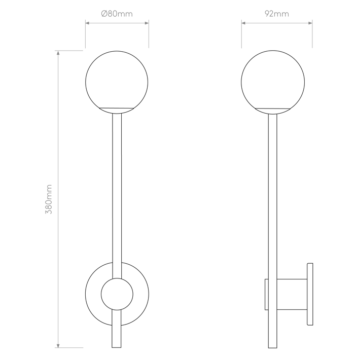 Orb Single Wall Light, Matt Black | Astro