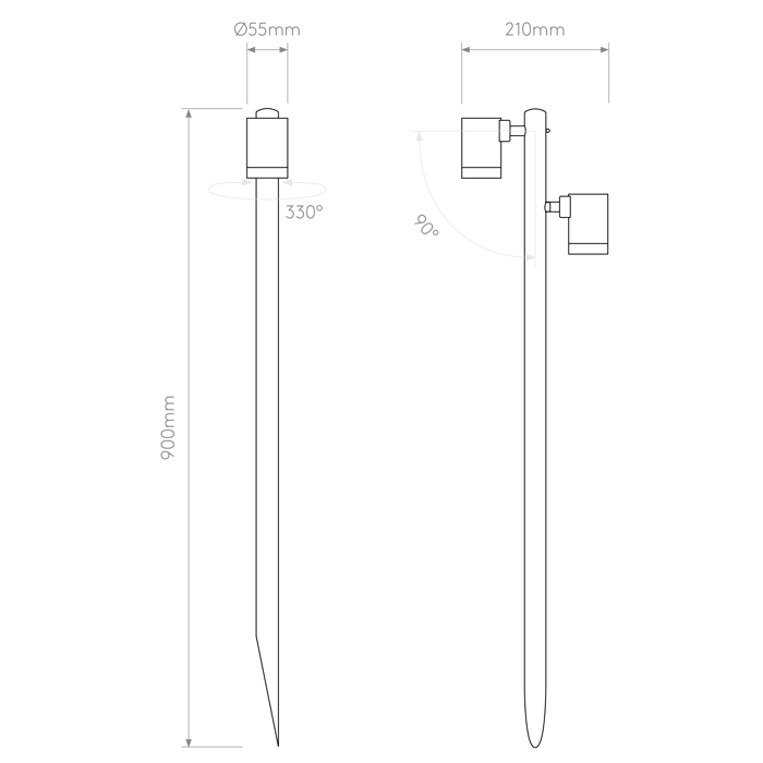 Bayville Spike 900 Twin Spotlight, Textured Black | Astro